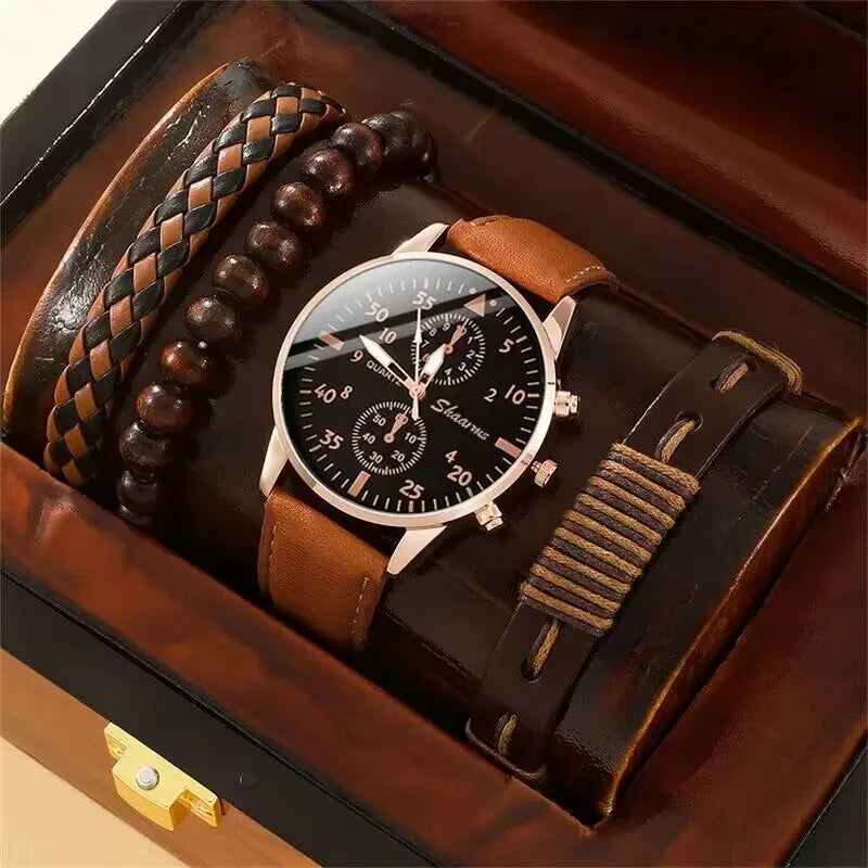 Relógios Esportivos Quartzo de Luxo com Pulseira de Couro